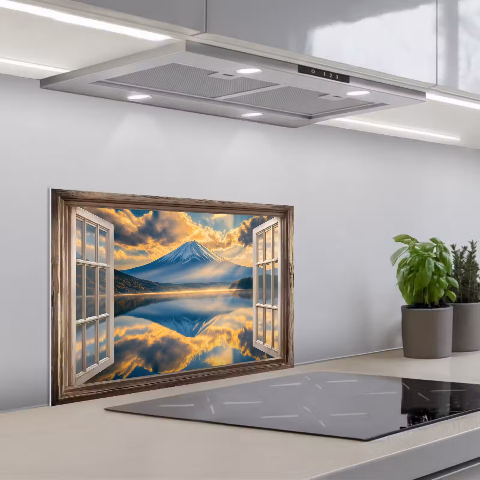 Kitchen splashback for hob - Views - Landscape - Mountains - Views - Window — 1