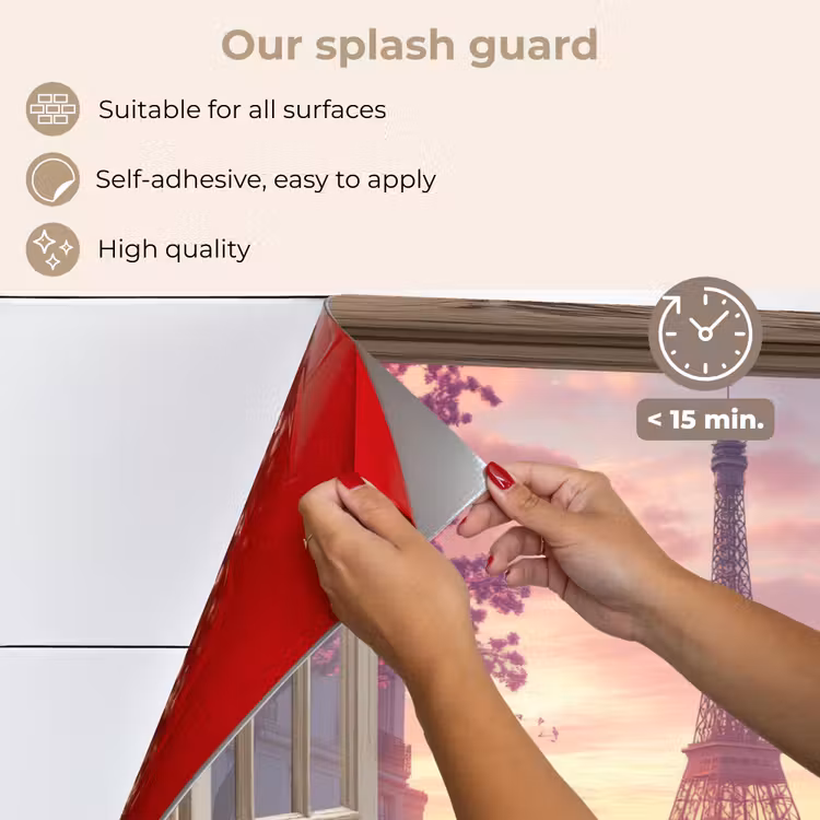 Kitchen splashback for hob - See-through - Paris - Eiffel Tower - Pink - Cherry Blossom — 4