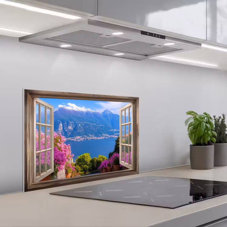 Kitchen splashback for hob - Views - Mountain - Landscape - Views - Lake — 1