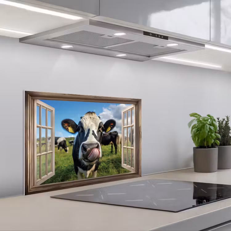 Kitchen splashback for hob - Vista - Cow - Meadow - Animals - Nature — 1