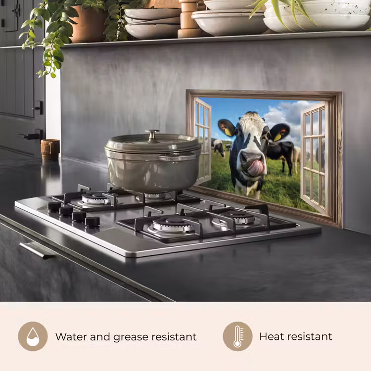 Kitchen splashback for hob - Vista - Cow - Meadow - Animals - Nature — 2