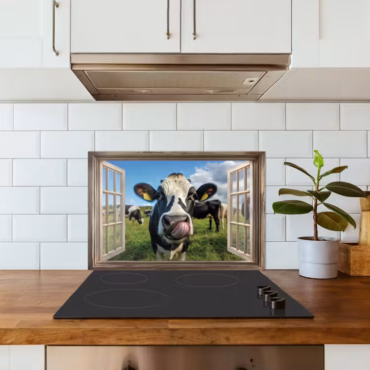 Kitchen splashback for hob - Vista - Cow - Meadow - Animals - Nature — 3
