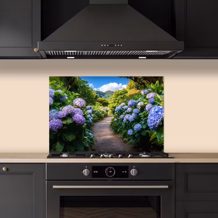 Kitchen splashback for hob - Hortsensia - Toad - Flowers — 5