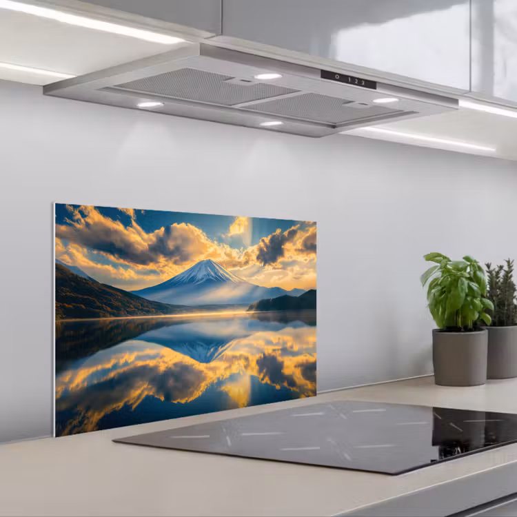 Kitchen splashback for hob - Mountain - River - Sunset — 1