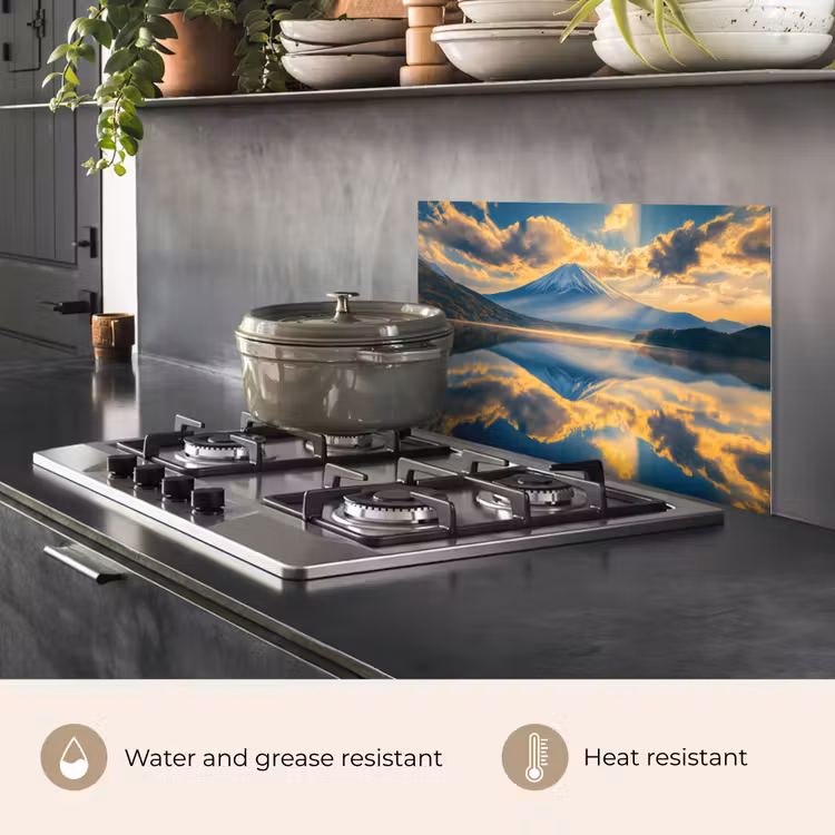 Kitchen splashback for hob - Mountain - River - Sunset — 2