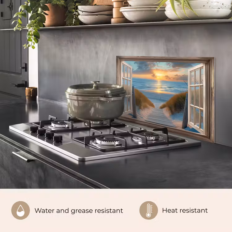 Kitchen splashback for hob - View - Beach - Path - Sunset — 2