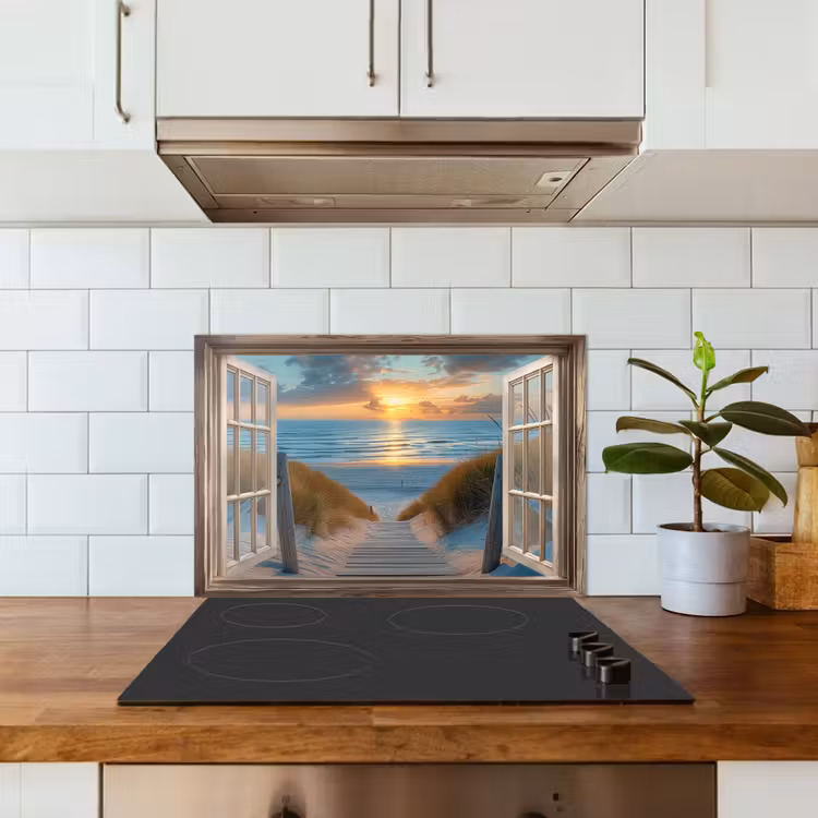 Kitchen splashback for hob - View - Beach - Path - Sunset — 3