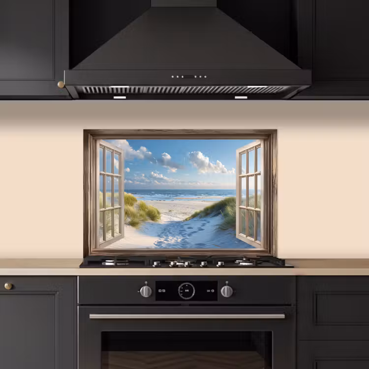 Kitchen splashback for hob - View - Beach - Window - Dunes - Sea — 5