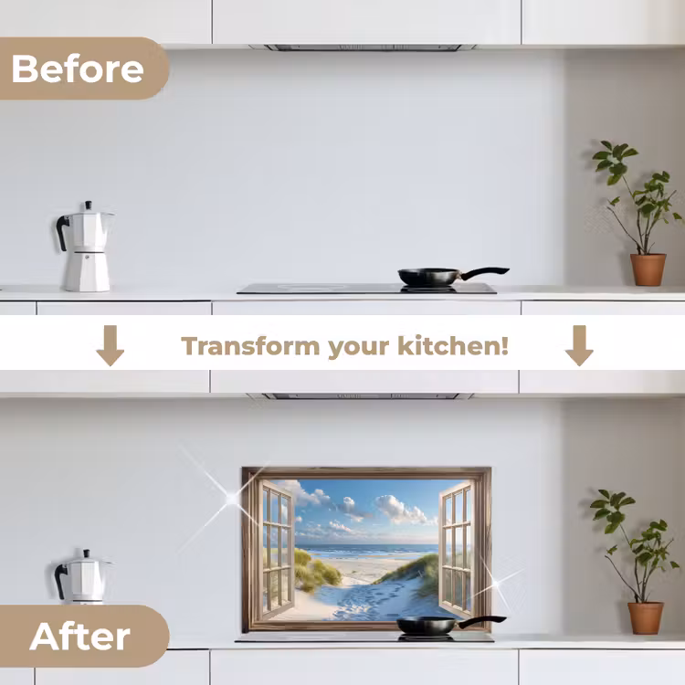 Kitchen splashback for hob - View - Beach - Window - Dunes - Sea — 7