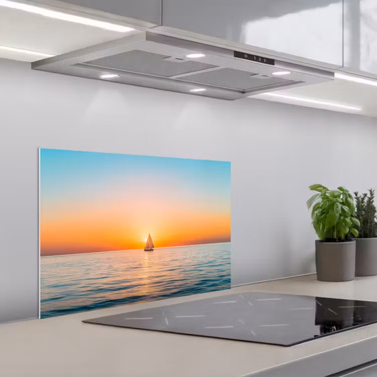 Kitchen splashback for hob - Sea - Sailboat - Sunset — 1
