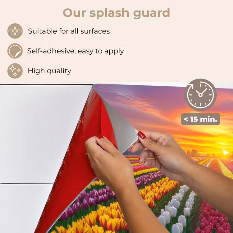 Kitchen splashback for hob - Tulip field - Sunset - Colorful — 4