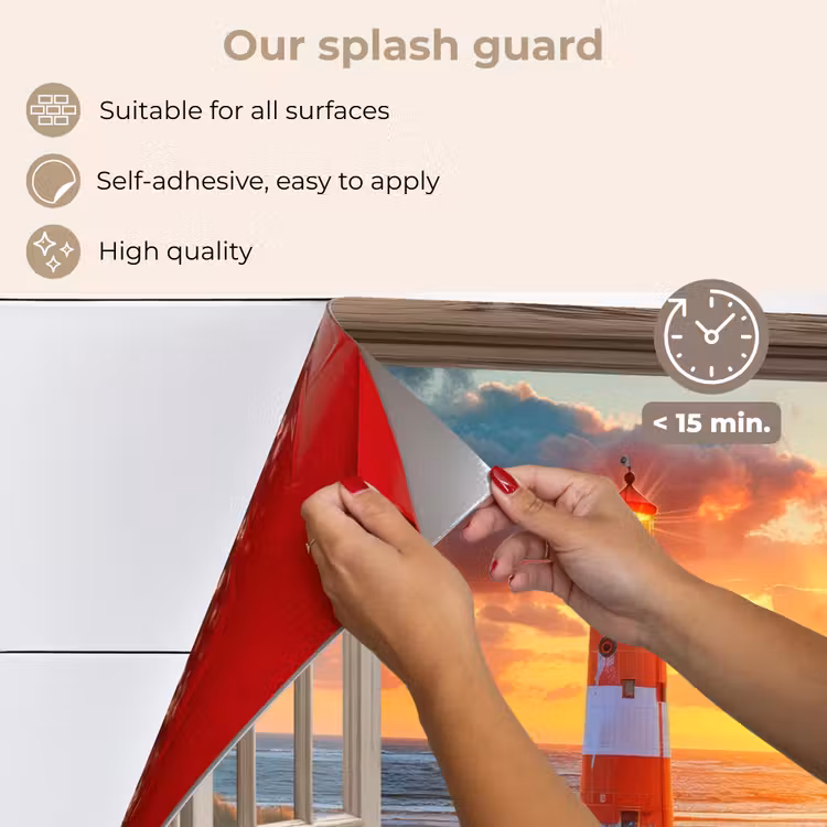 Kitchen splashback for hob - View - Window - Lighthouse - Sunset - Beach — 4
