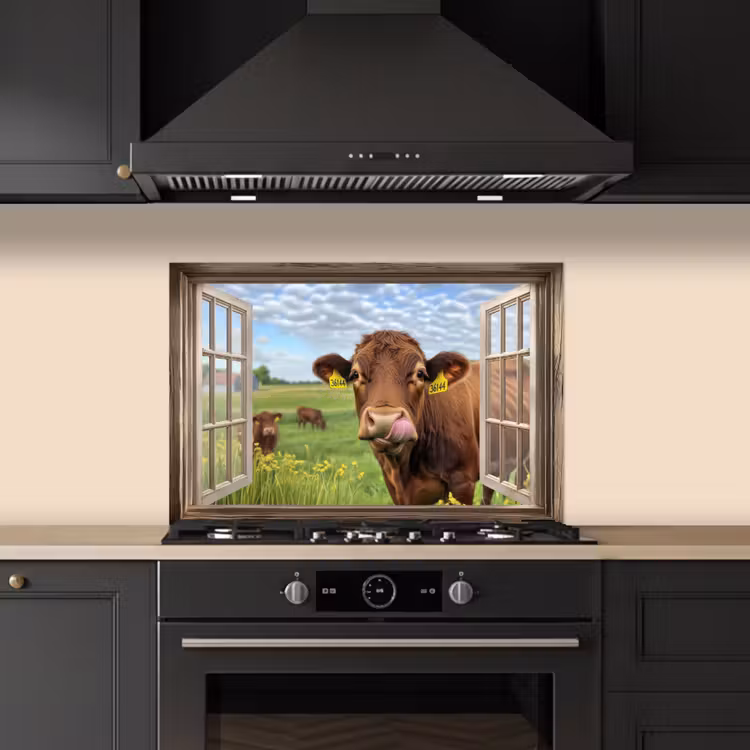 Kitchen splashback for hob - Vista - Cow - Pasture - Landscape - Animals — 5