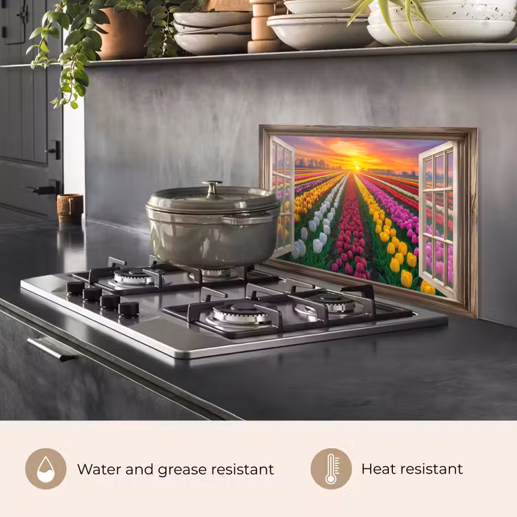 Kitchen splashback for hob - Vista - Flowers - Tulips - Colorful - Sunset — 2