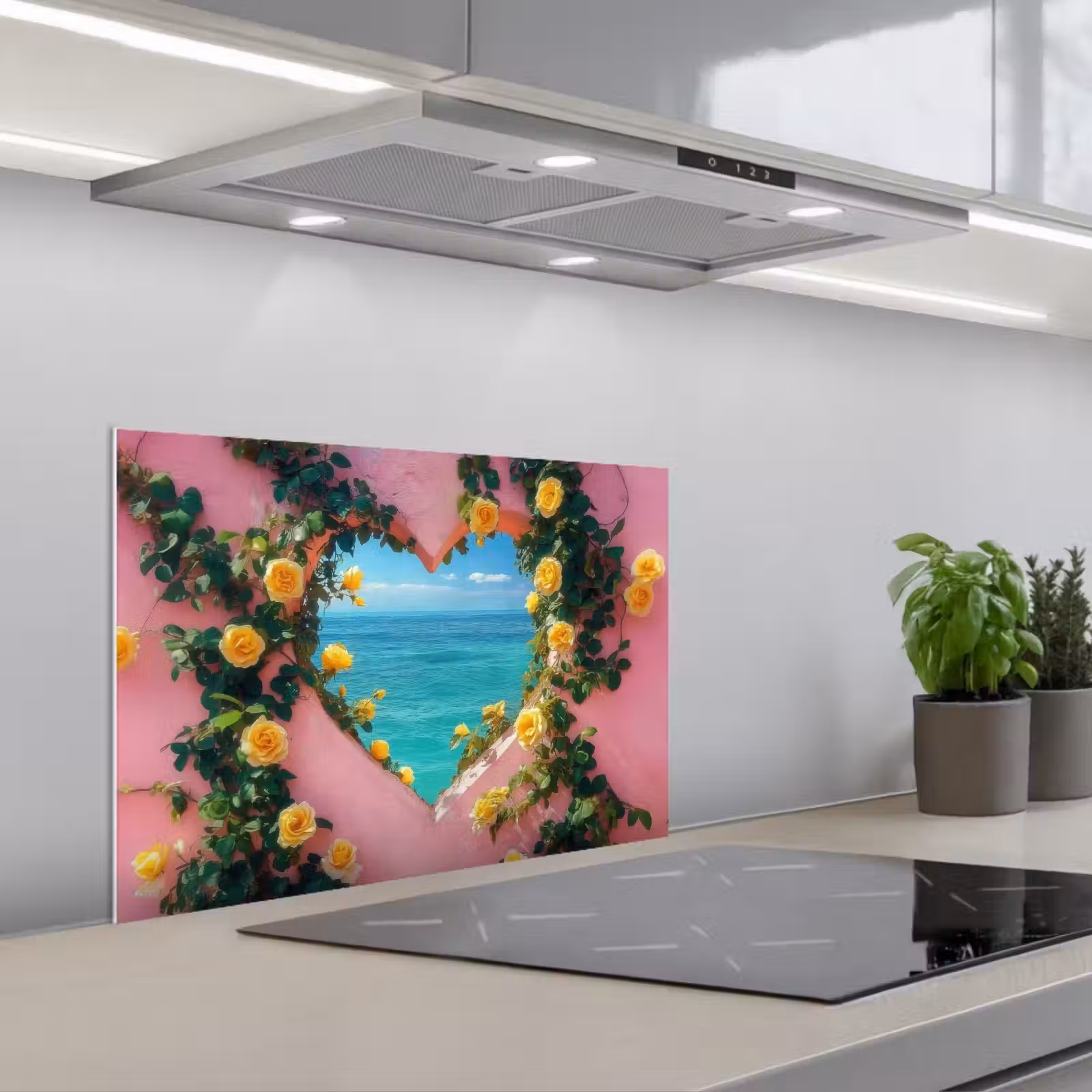 Kitchen splashback for hob - Heart - Sea - Wall — 1