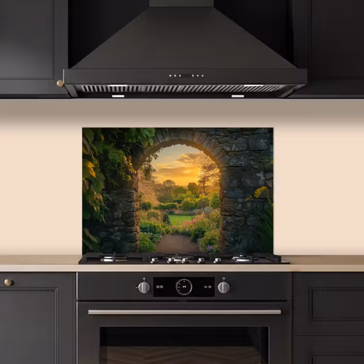 Kitchen splashback for hob - Gate - Plants - Sunset — 5