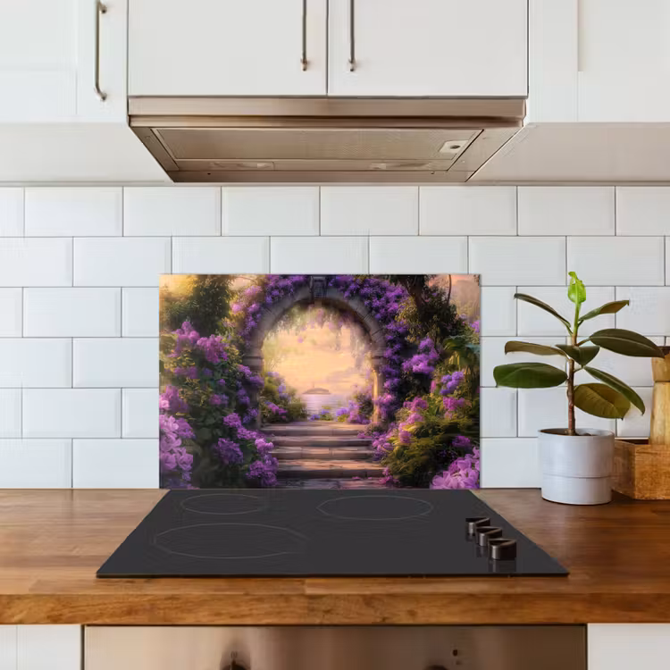 Kitchen splashback for hob - Gate - Purple - Flowers — 3