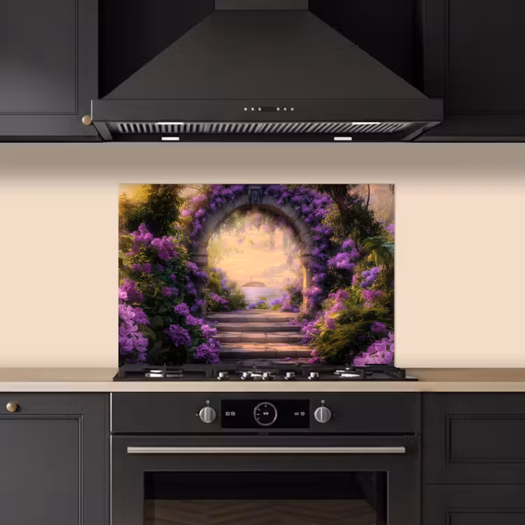 Kitchen splashback for hob - Gate - Purple - Flowers — 5