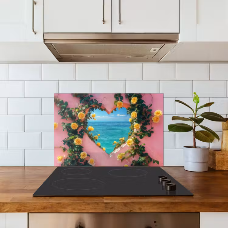 Kitchen splashback for hob - Heart - Sea - Wall — 3