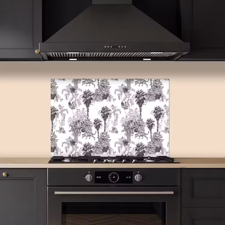 Kitchen splashback for hob - Jungle - Animals - Gray — 5
