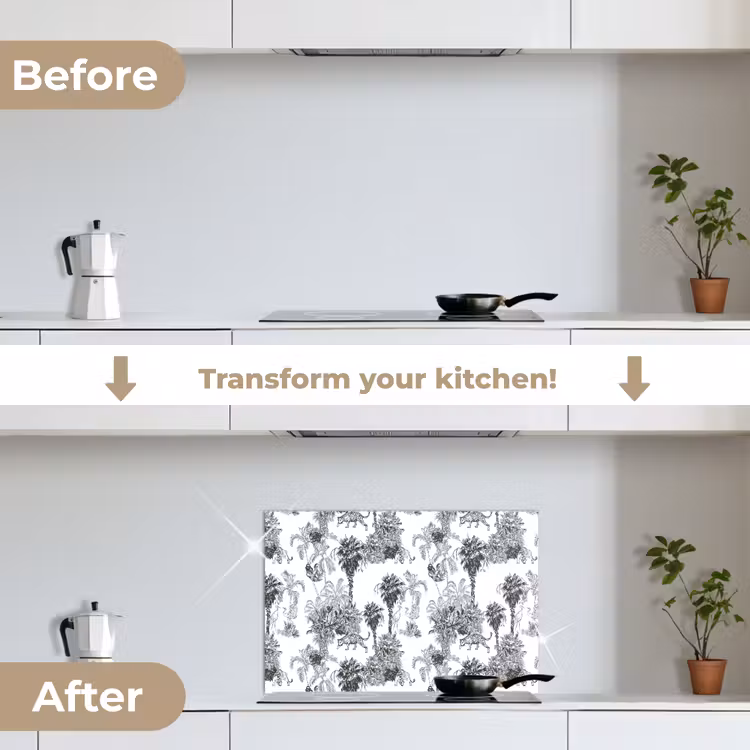 Kitchen splashback for hob - Jungle - Animals - Gray — 7