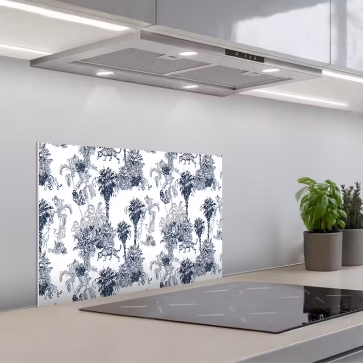 Kitchen splashback for hob - Jungle - Planting - Blue — 1
