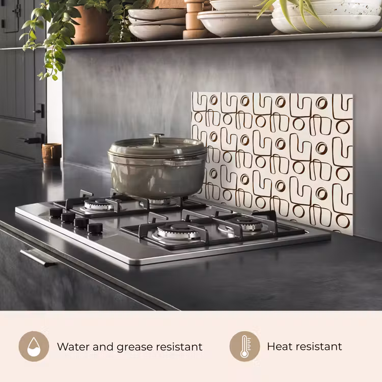 Kitchen splashback for hob - Lines - Beige - Pattern - Dark brown — 2
