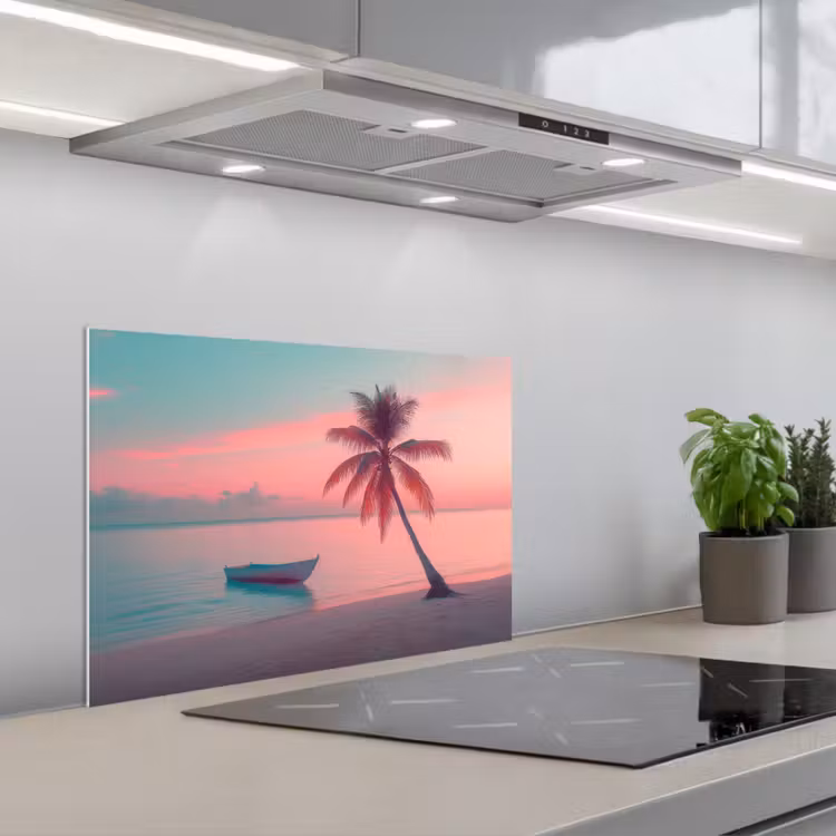 Kitchen splashback for hob - Sea - Boat - Sunset — 1