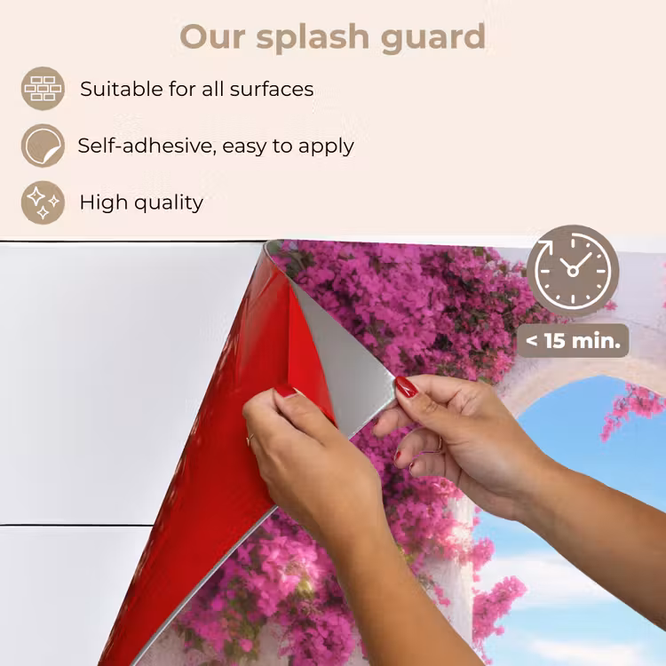 Kitchen splashback for hob - Sea - Pink - Flowers - Gate — 4
