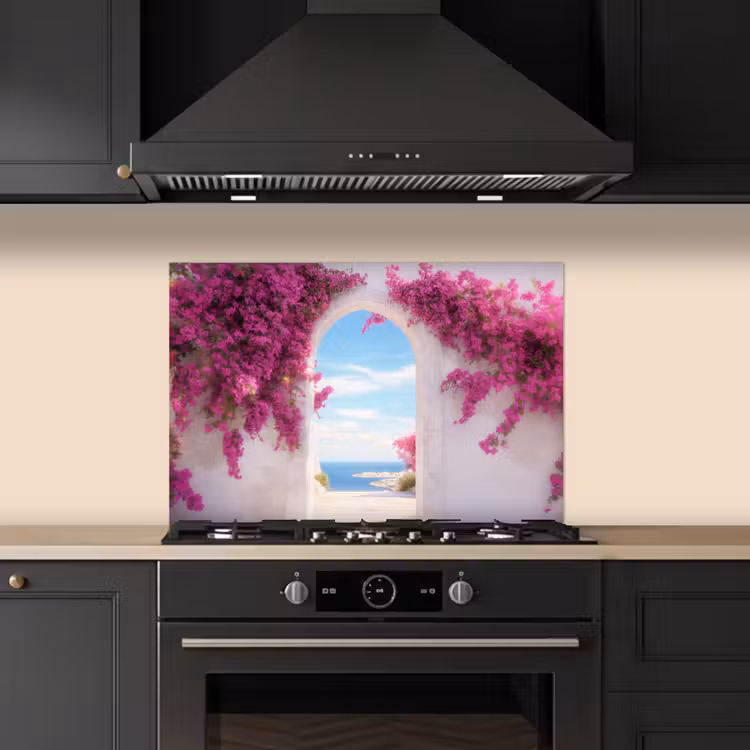 Kitchen splashback for hob - Sea - Pink - Flowers - Gate — 5