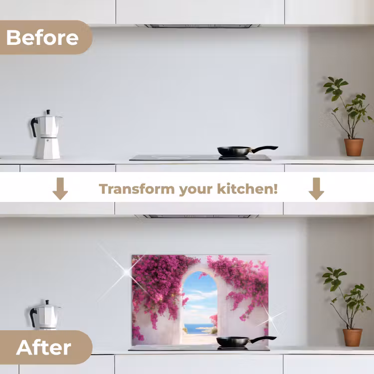 Kitchen splashback for hob - Sea - Pink - Flowers - Gate — 7