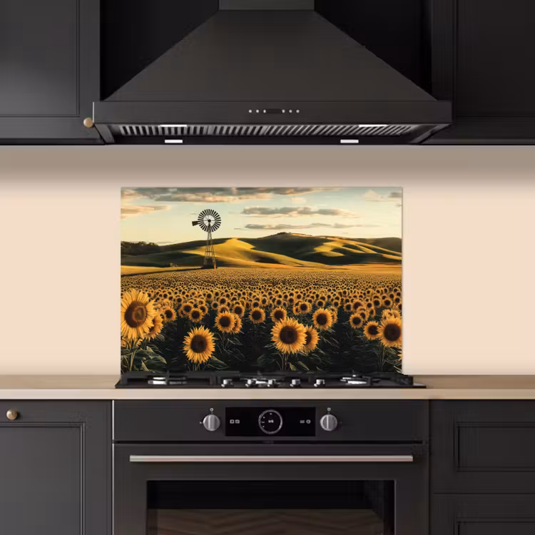 Kitchen splashback for hob - Sunflower - Field - Windmill — 5