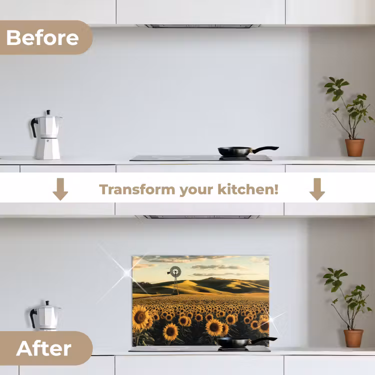 Kitchen splashback for hob - Sunflower - Field - Windmill — 7