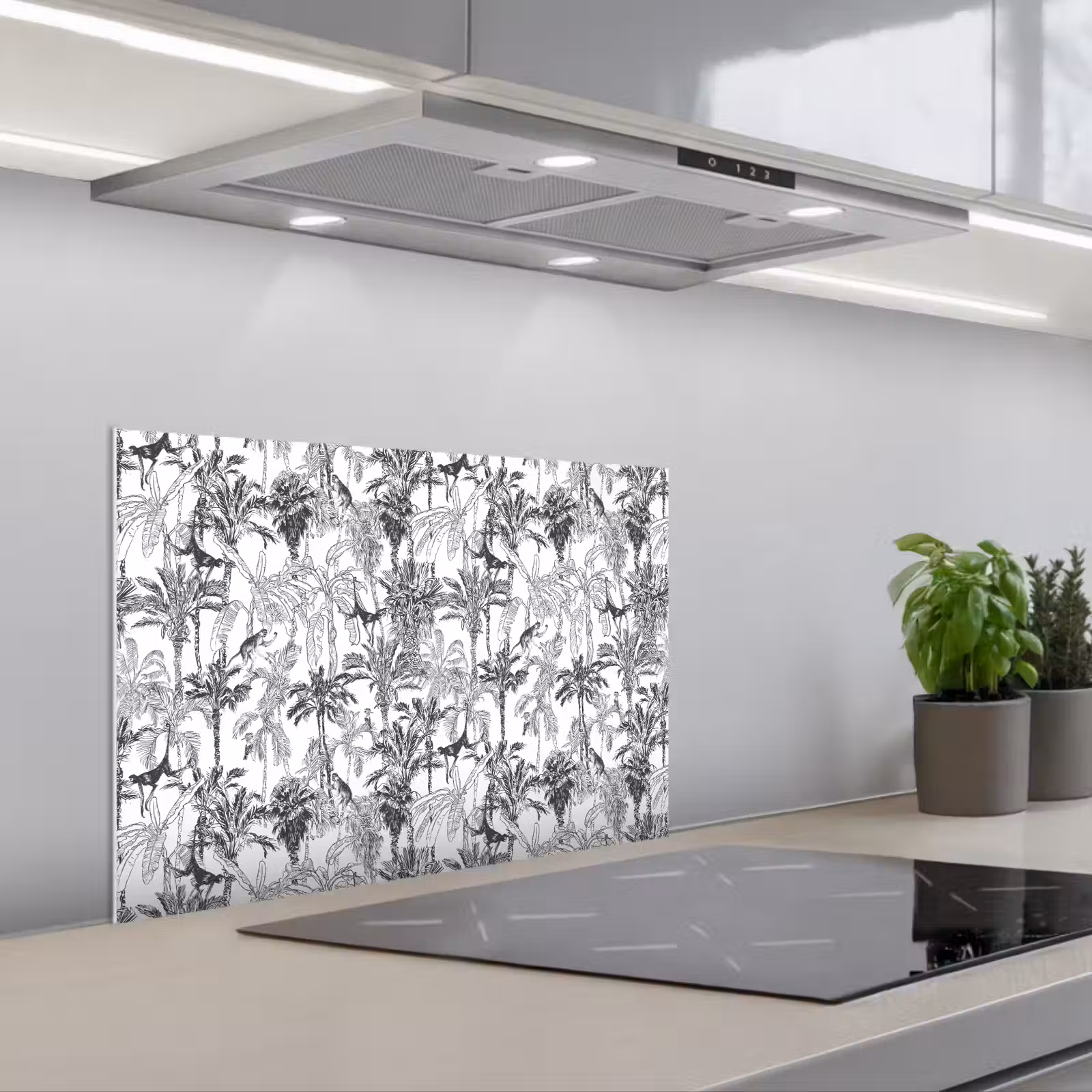 Kitchen splashback for hob - Monkey - Jungle - Abstract - Gray — 1