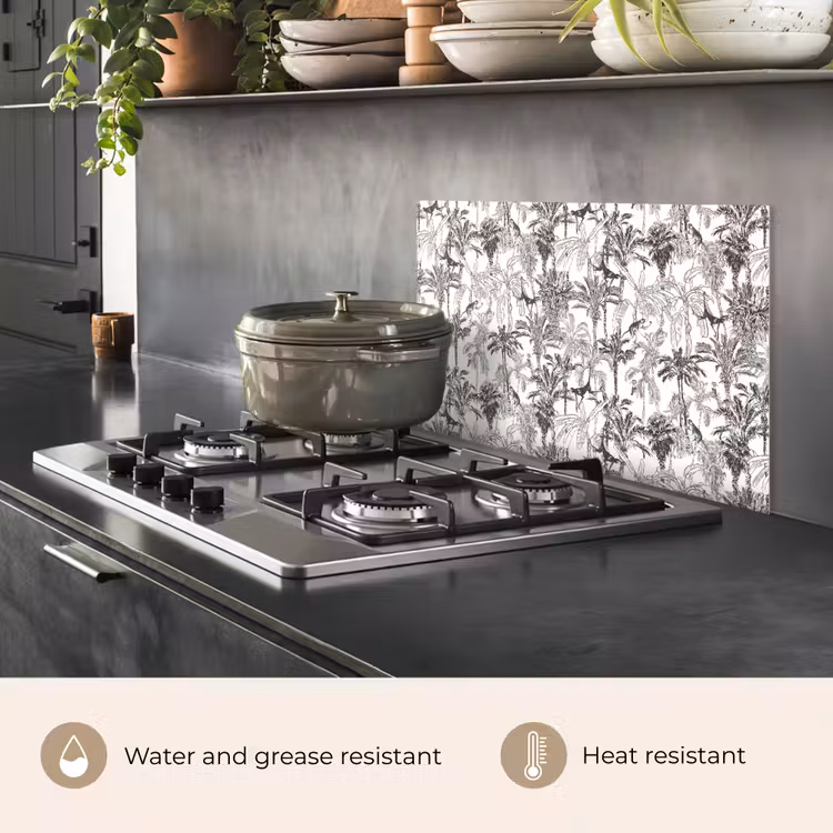 Kitchen splashback for hob - Monkey - Jungle - Abstract - Gray — 2