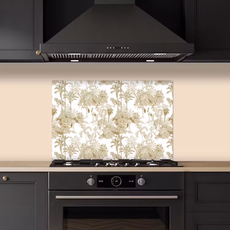 Kitchen splashback for hob - Tiger - Jungle - Bird - Beige — 5