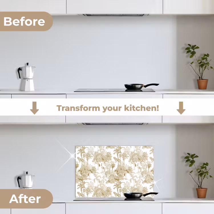 Kitchen splashback for hob - Tiger - Jungle - Bird - Beige — 7