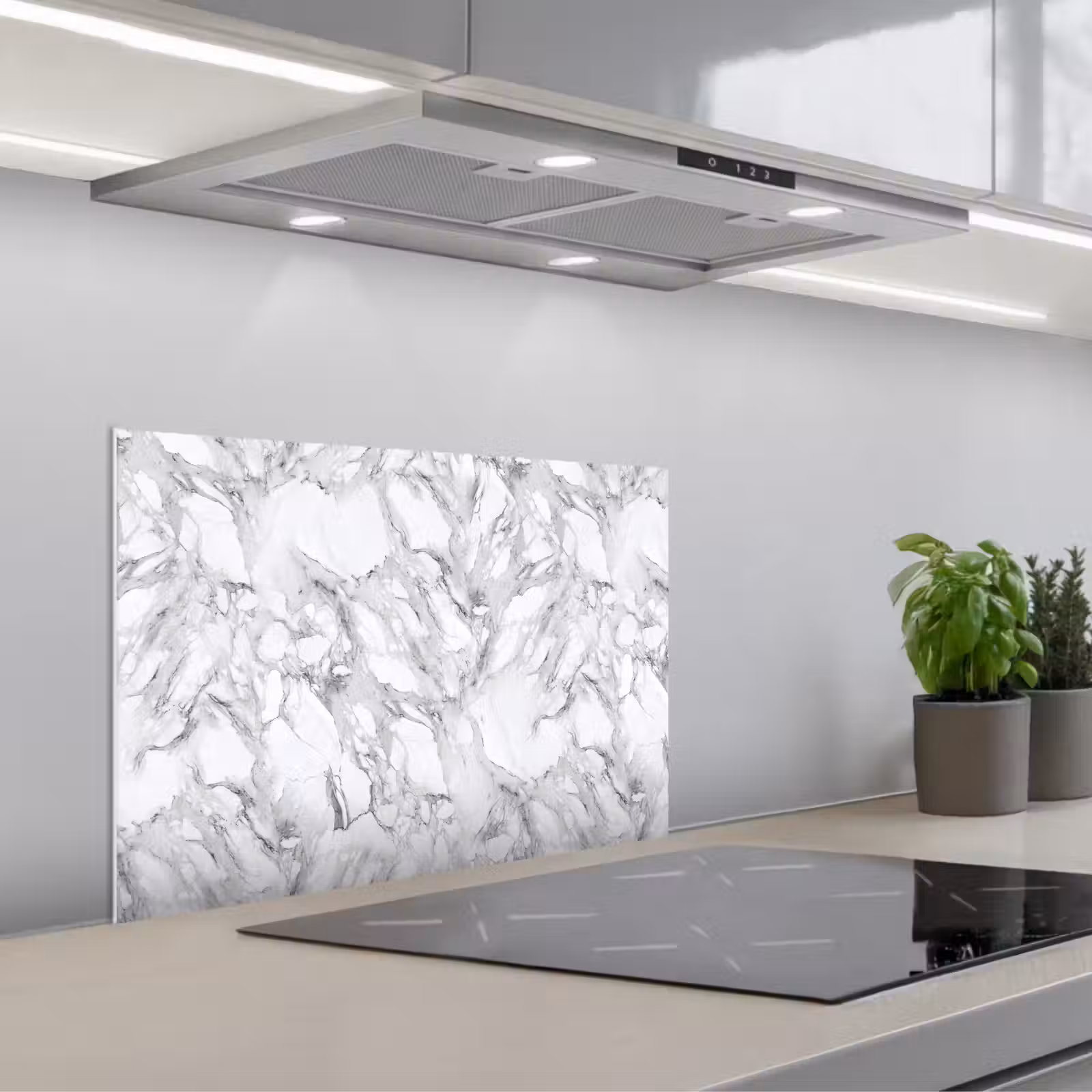 Kitchen splashback for hob - Marble - Layered - Breaking - Grey texture — 1