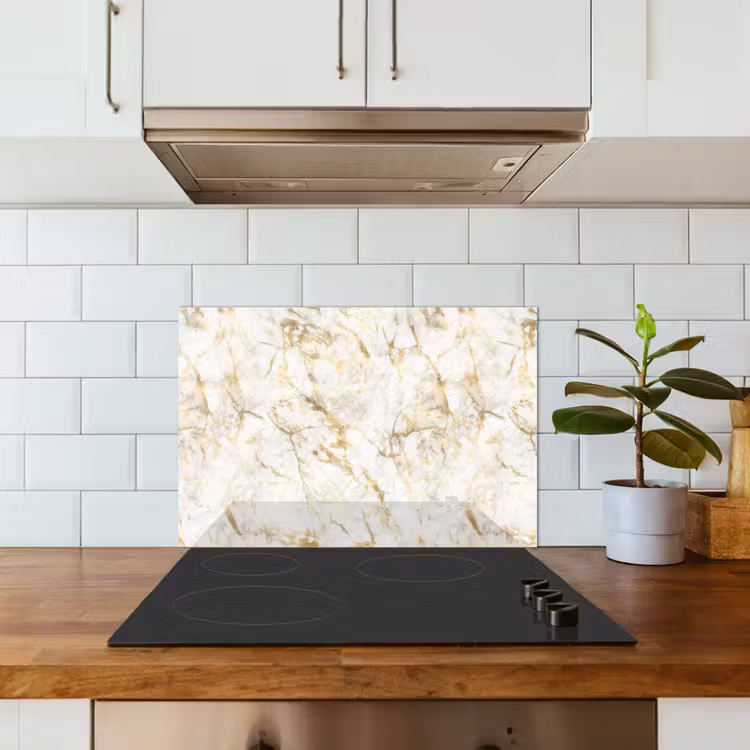 Kitchen splashback for hob - Gold - Light - Grain - Marble — 3