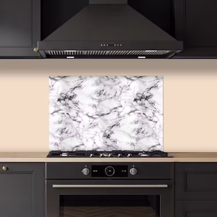 Kitchen splashback for hob - Marble - Black - Dramatic - White — 5