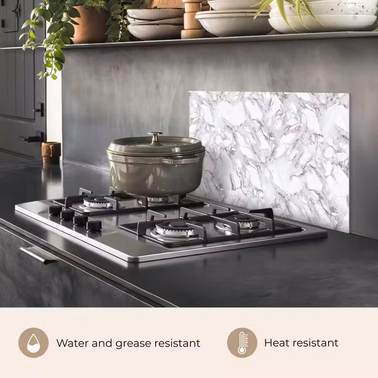 Kitchen splashback for hob - Marble - Layered - Breaking - Grey texture — 2