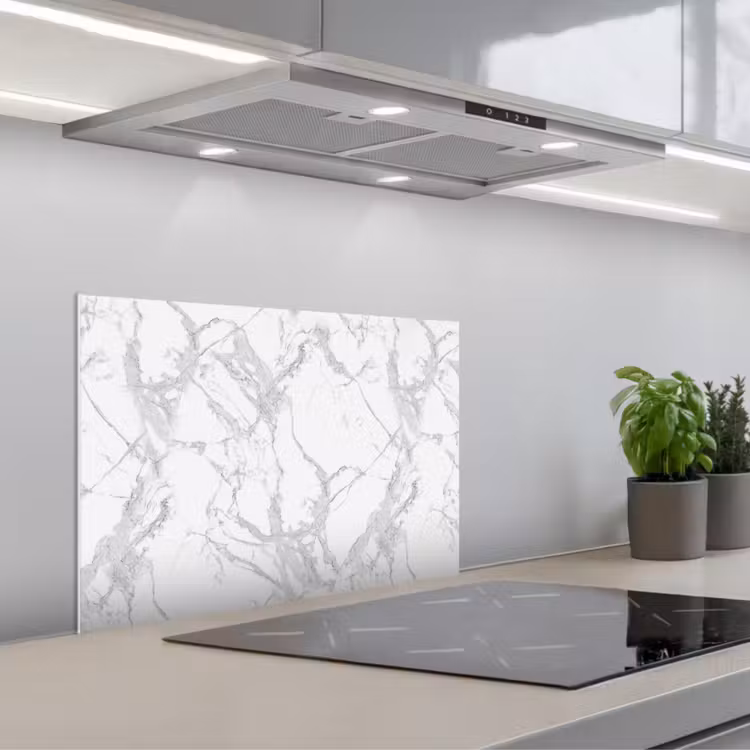 Kitchen splashback for hob - Marble - Pure - Gray - Veins — 1
