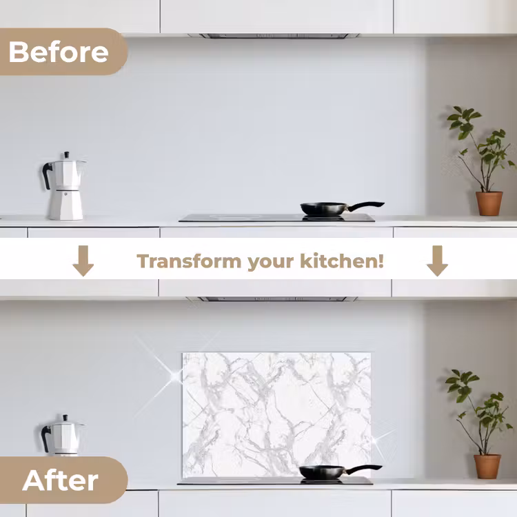 Kitchen splashback for hob - Marble - Pure - Gray - Veins — 7