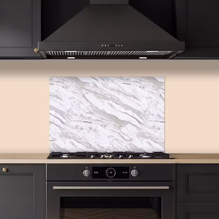 Kitchen splashback for hob - Marble - White - Grey-green — 5