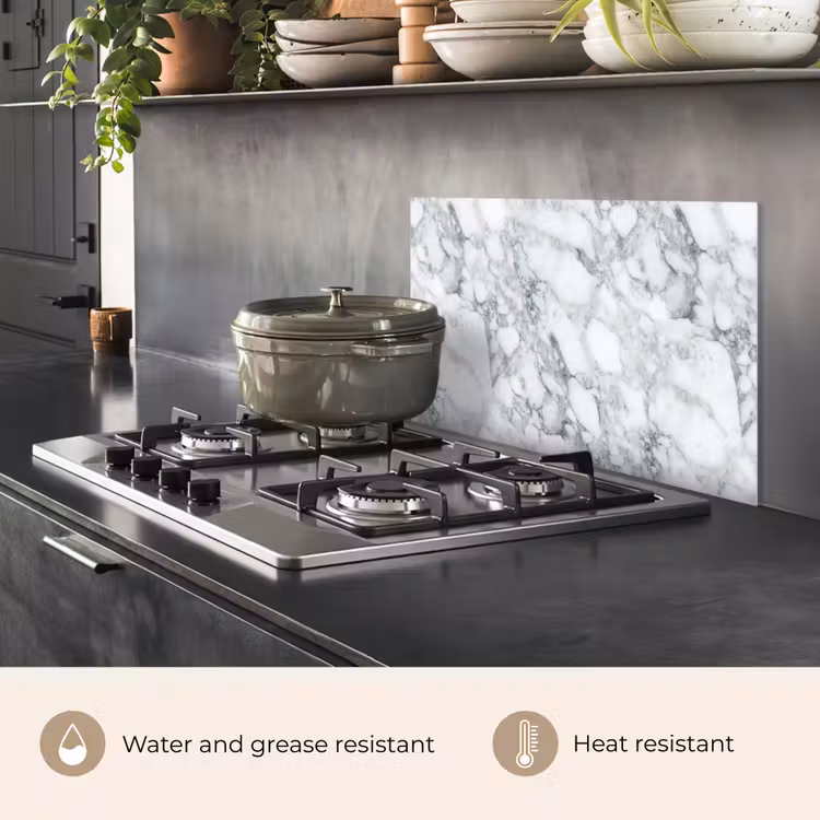 Kitchen splashback for hob - Mosaic - Marble - White - Irregular — 2
