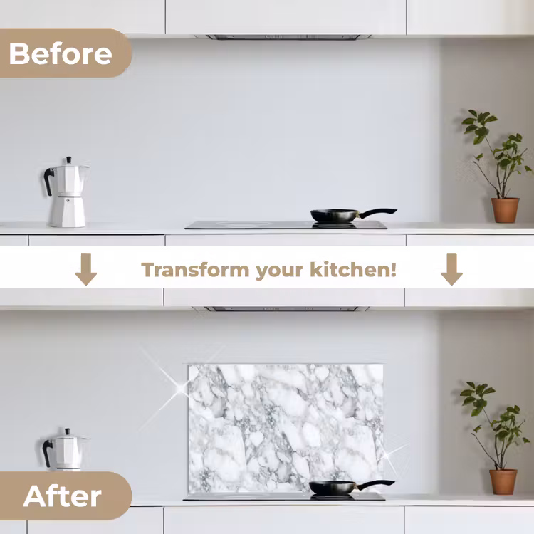 Kitchen splashback for hob - Mosaic - Marble - White - Irregular — 7