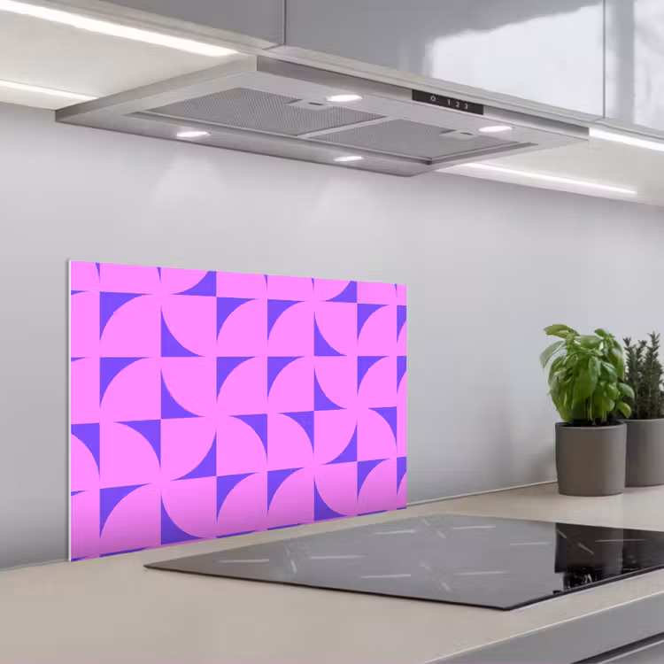 Kitchen splashback for hob - Quadrants - Purple - Pink - Squares — 1