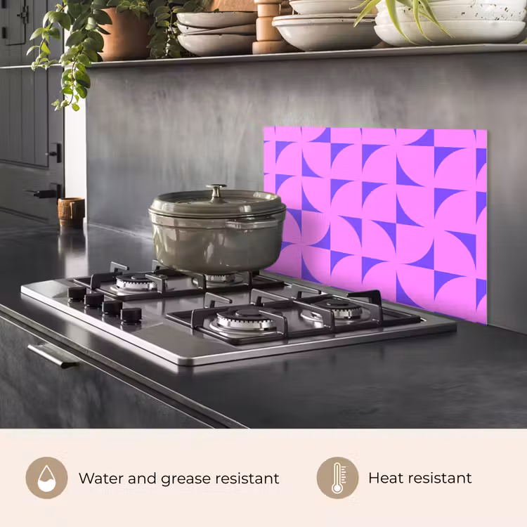 Kitchen splashback for hob - Quadrants - Purple - Pink - Squares — 2