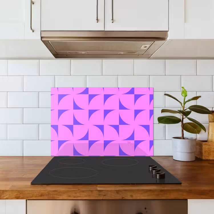 Kitchen splashback for hob - Quadrants - Purple - Pink - Squares — 3