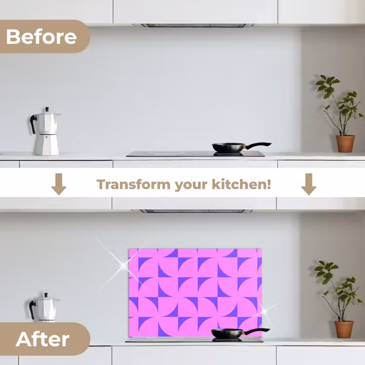 Kitchen splashback for hob - Quadrants - Purple - Pink - Squares — 7